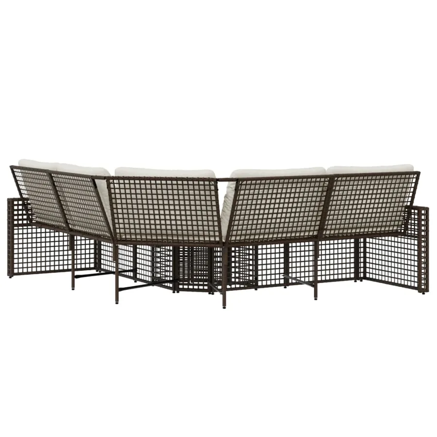 Canapé de jardin et coussins et repose-pied en forme de L rotin - 4