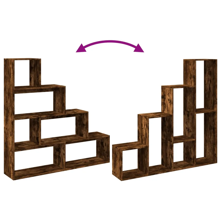 Étagère séparatrice de pièce 4 niveaux chêne fumé - 8
