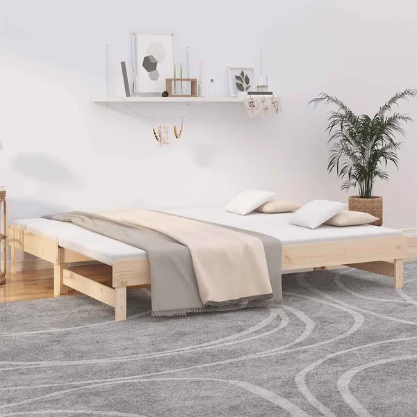 Lit coulissant sans matelas 2x(80x200) cm Bois de pin massif
