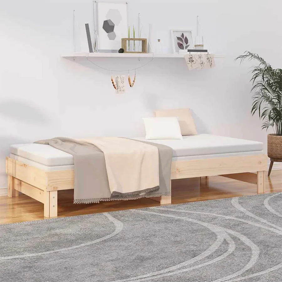 Lit coulissant sans matelas 2x(80x200) cm Bois de pin massif - 4