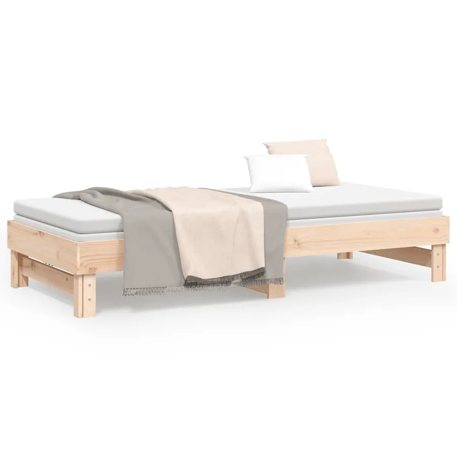 Lit coulissant sans matelas 2x(80x200) cm Bois de pin massif - 5
