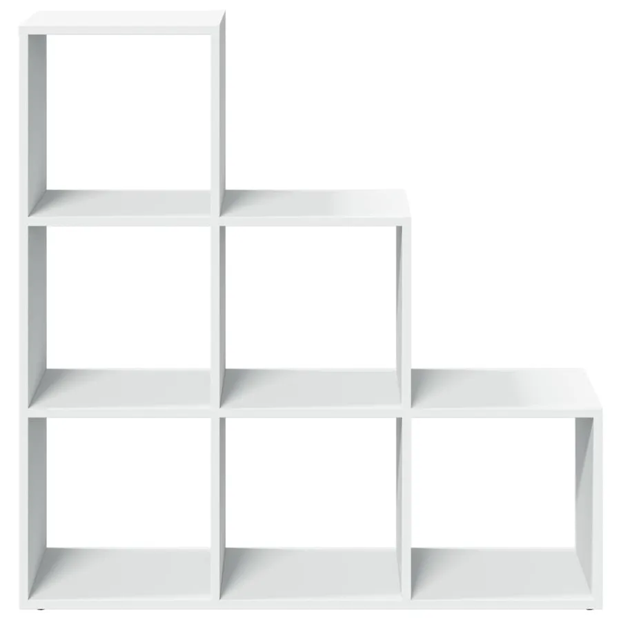 Bibliothèque séparateur de pièce à 3 niveaux Blanc 99 x 29 x 99 cm Bois d'ingénierie - 5