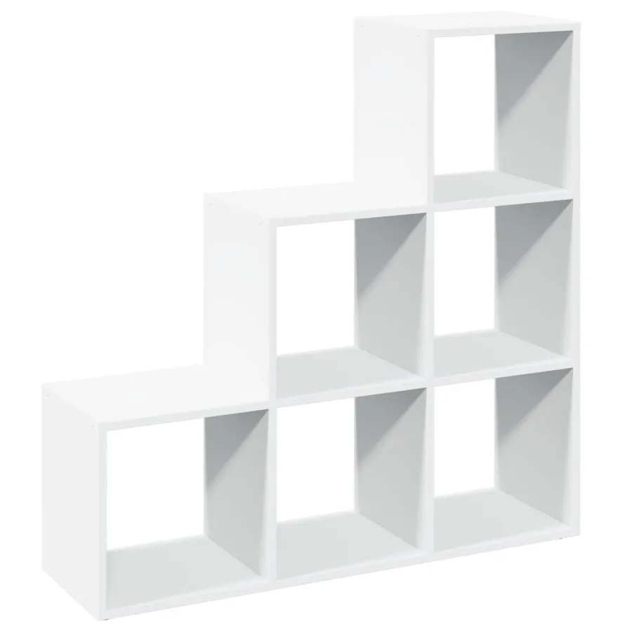 Bibliothèque séparateur de pièce à 3 niveaux Blanc 99 x 29 x 99 cm Bois d'ingénierie - 6