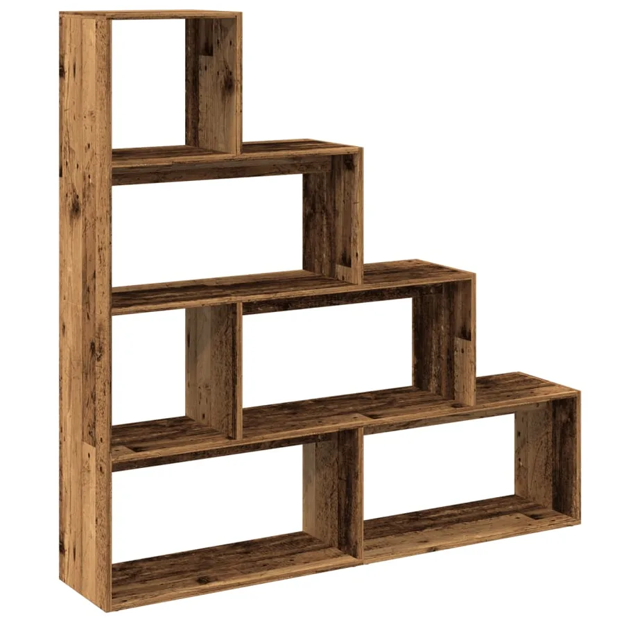 Étagère séparatrice de pièce à 4 niveaux vieux bois - 2