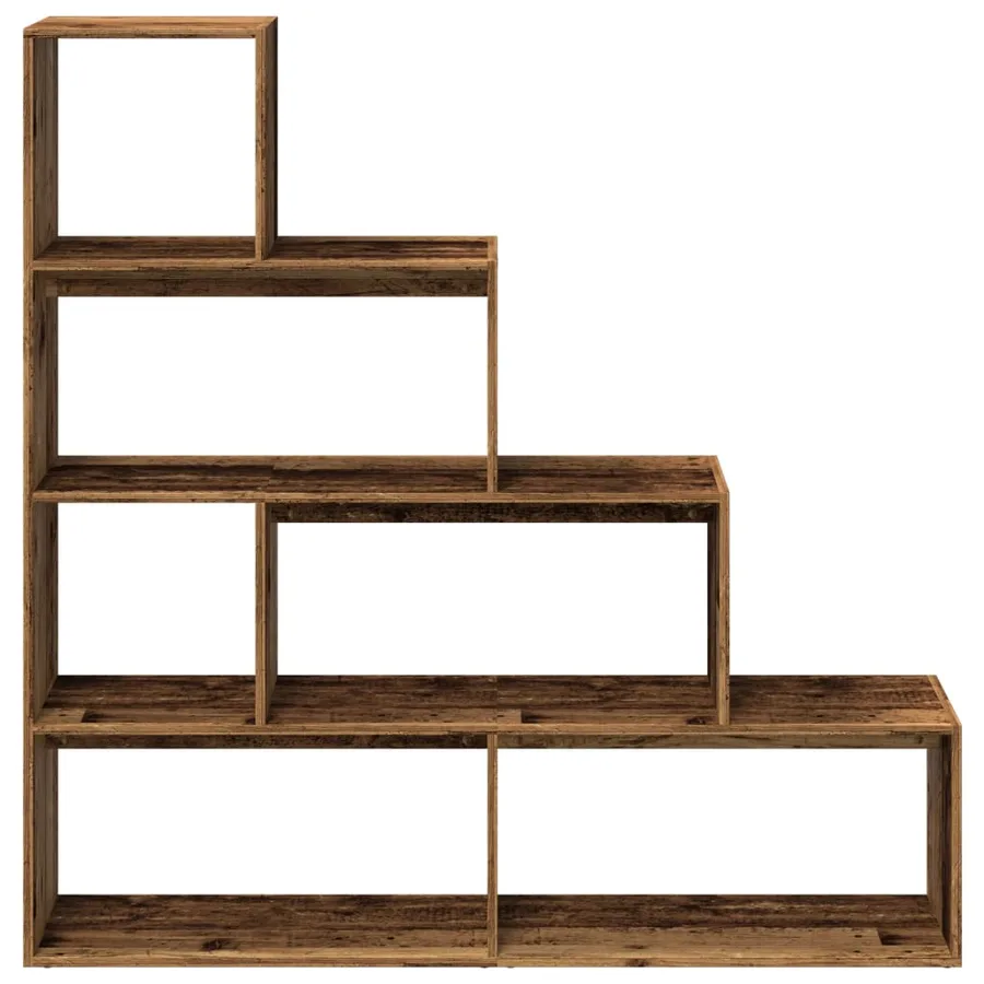 Étagère séparatrice de pièce à 4 niveaux vieux bois - 5