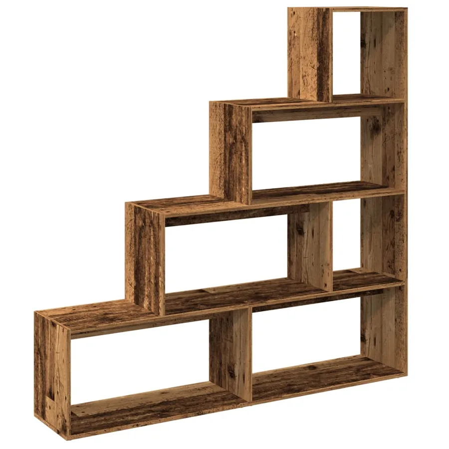 Étagère séparatrice de pièce à 4 niveaux vieux bois - 7