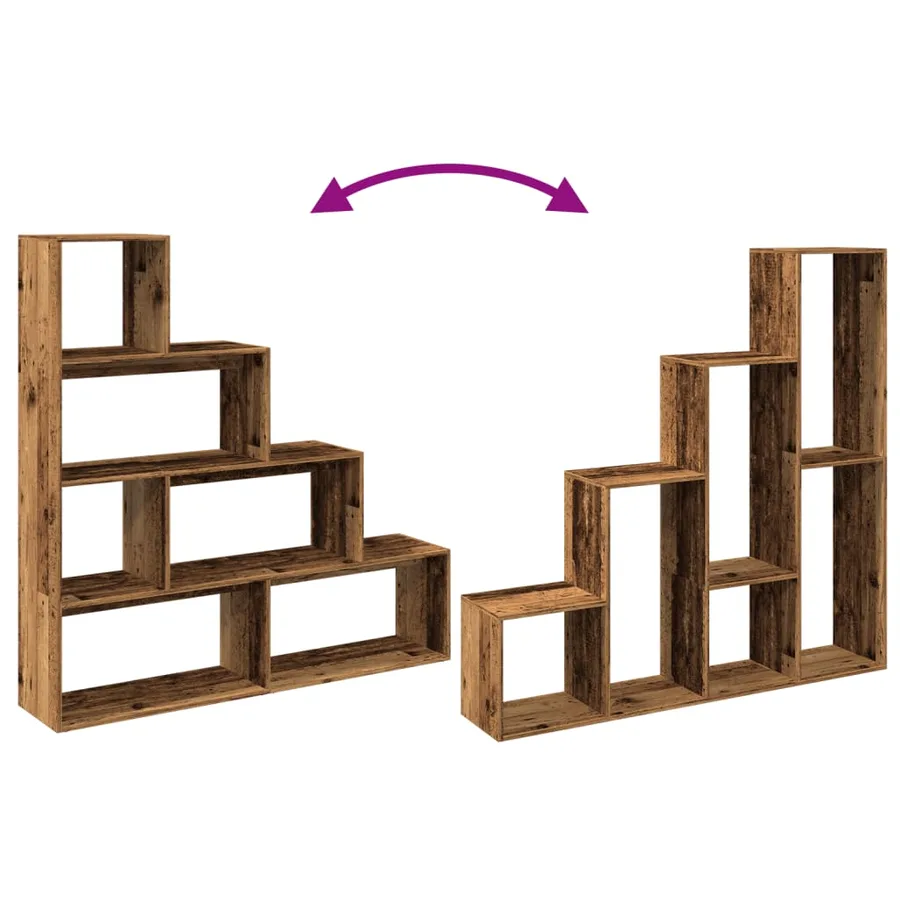 Étagère séparatrice de pièce à 4 niveaux vieux bois - 8