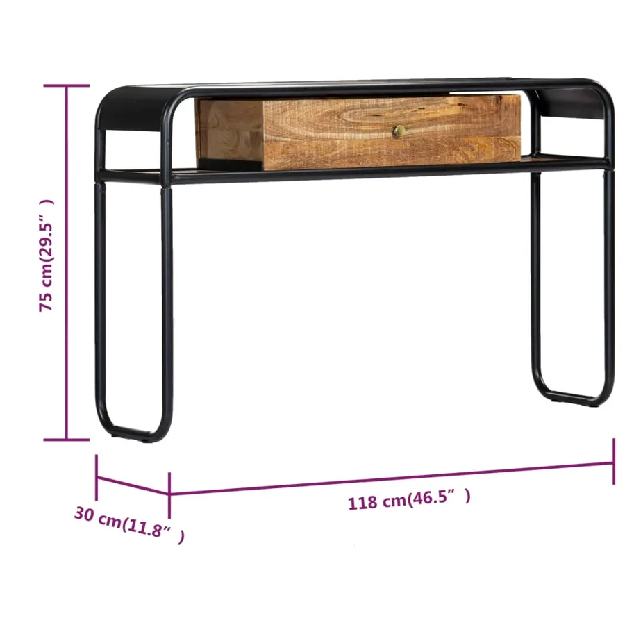 Table console 118 x 30 x 75 cm Bois de manguier massif - 8