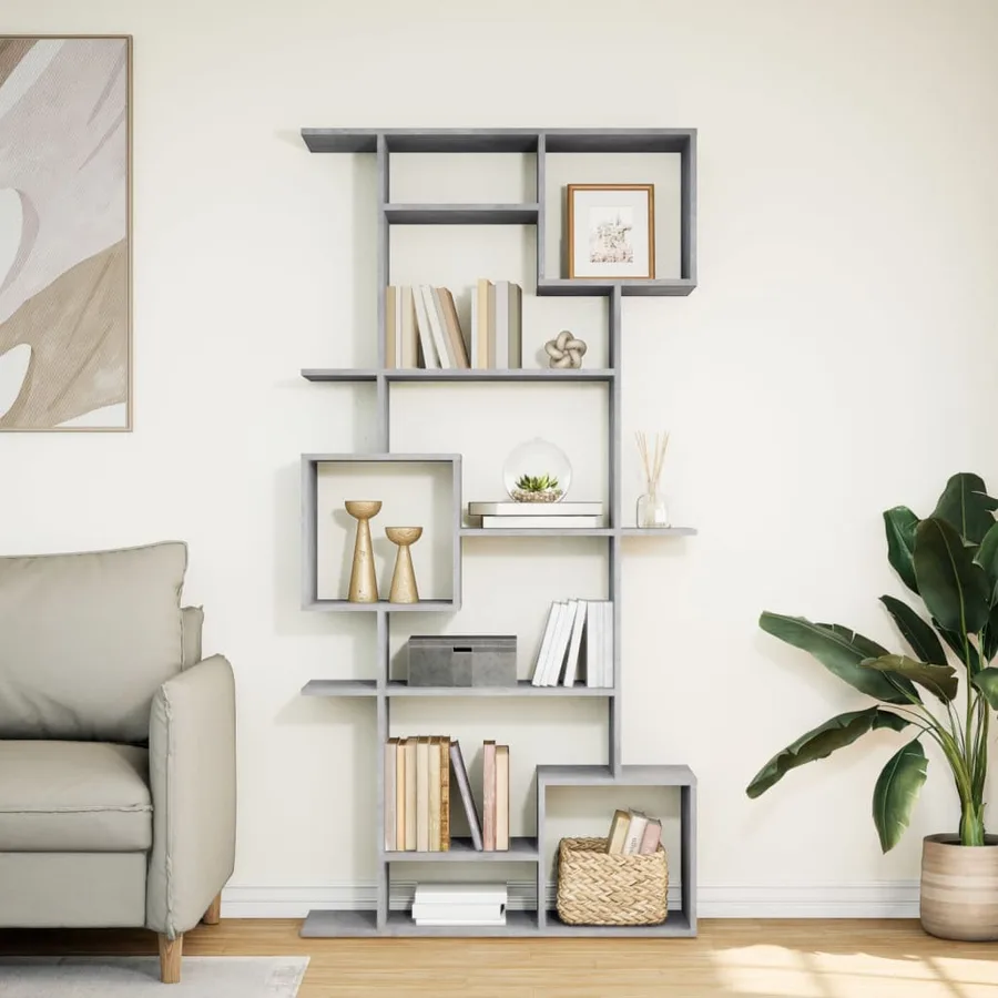 Bibliothèque gris béton 92x29x188 cm bois d'ingénierie - 3