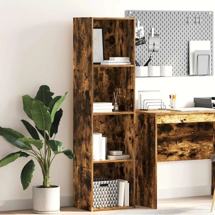 Bibliothèque chêne fumé 40x30x152 cm bois d'ingénierie