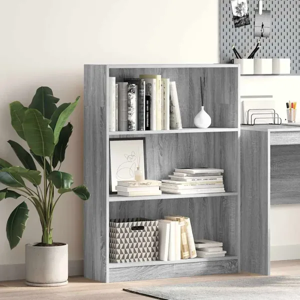 Bibliothèque sonoma gris 80x24x109 cm bois d'ingénierie