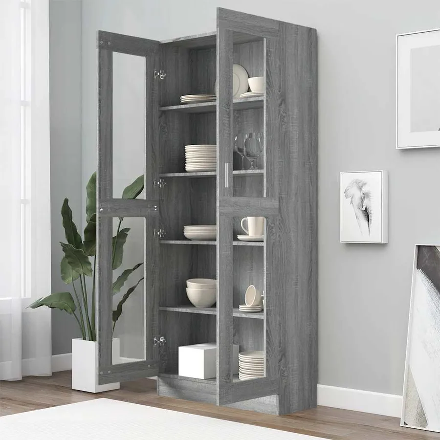 Armoire à vitrine Sonoma gris 82,5x30,5x185cm Bois ingénierie - 3