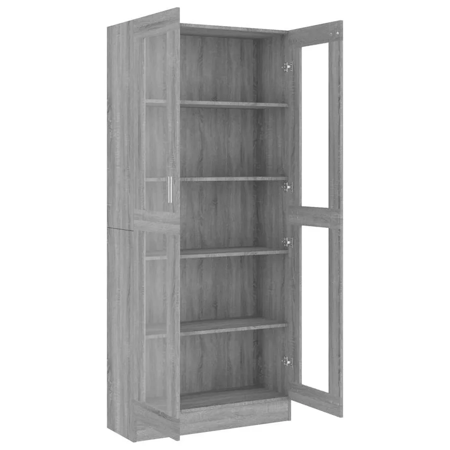 Armoire à vitrine Sonoma gris 82,5x30,5x185cm Bois ingénierie - 5