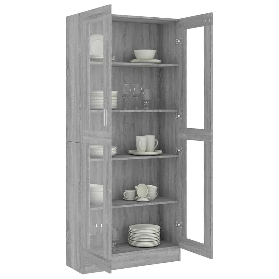 Armoire à vitrine Sonoma gris 82,5x30,5x185cm Bois ingénierie - 7
