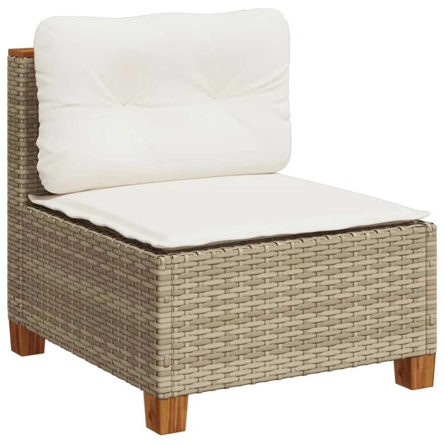Canapé de jardin sans accoudoirs coussins beige résine tressée - 2