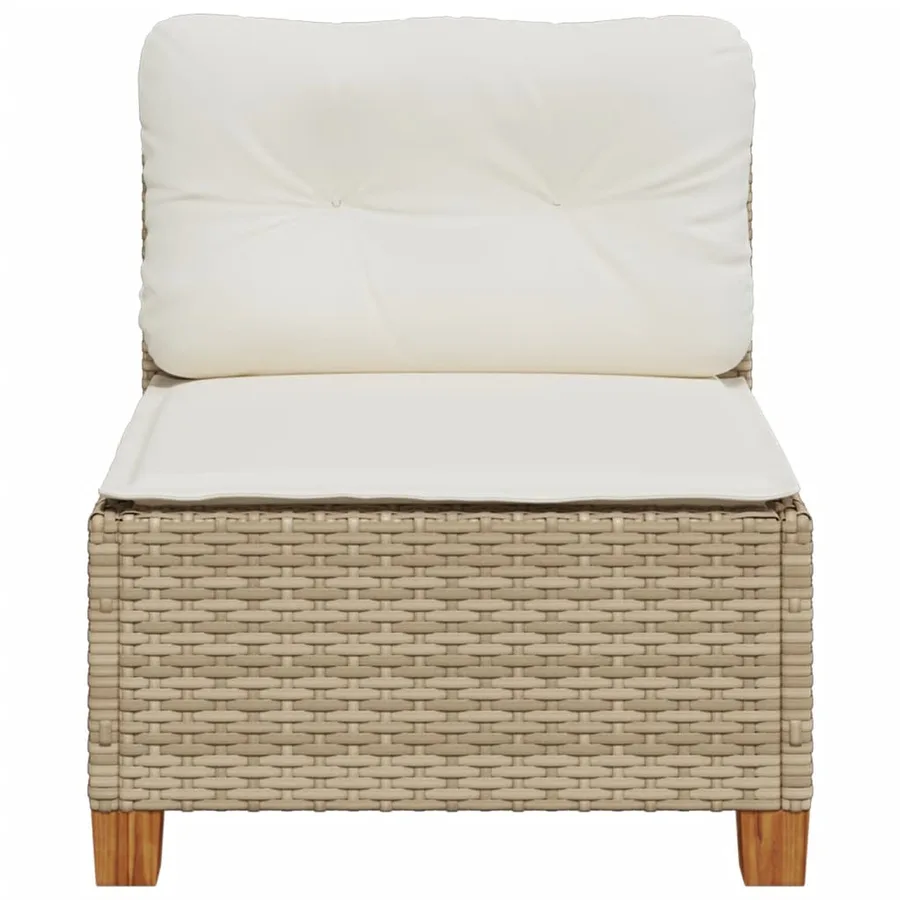 Canapé de jardin sans accoudoirs coussins beige résine tressée - 4