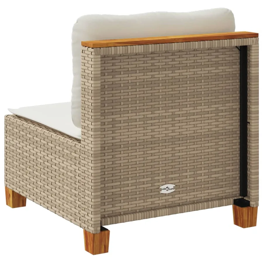 Canapé de jardin sans accoudoirs coussins beige résine tressée - 6