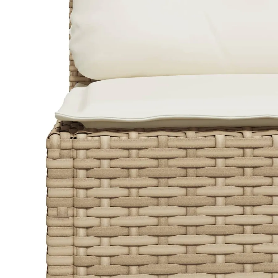 Canapé de jardin sans accoudoirs coussins beige résine tressée - 7