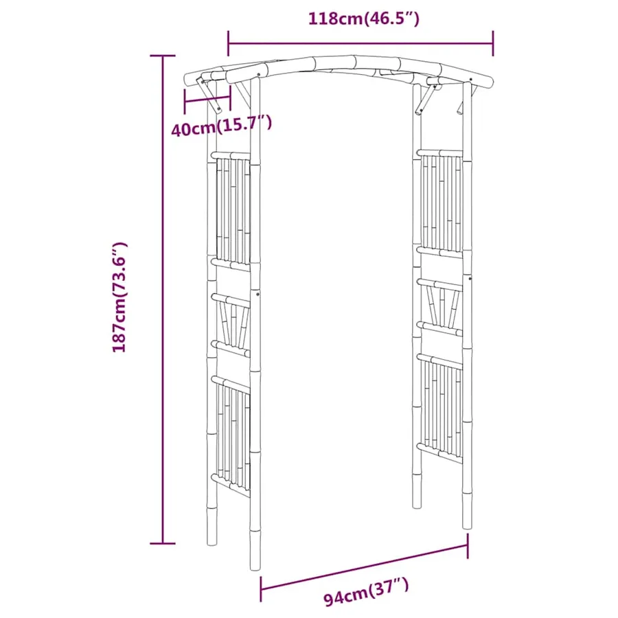 Arche pour rosiers Bambou 118x40x187 cm - 7