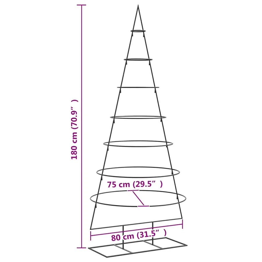 Arbre de Noël en métal pour décoration noir 180 cm - 7