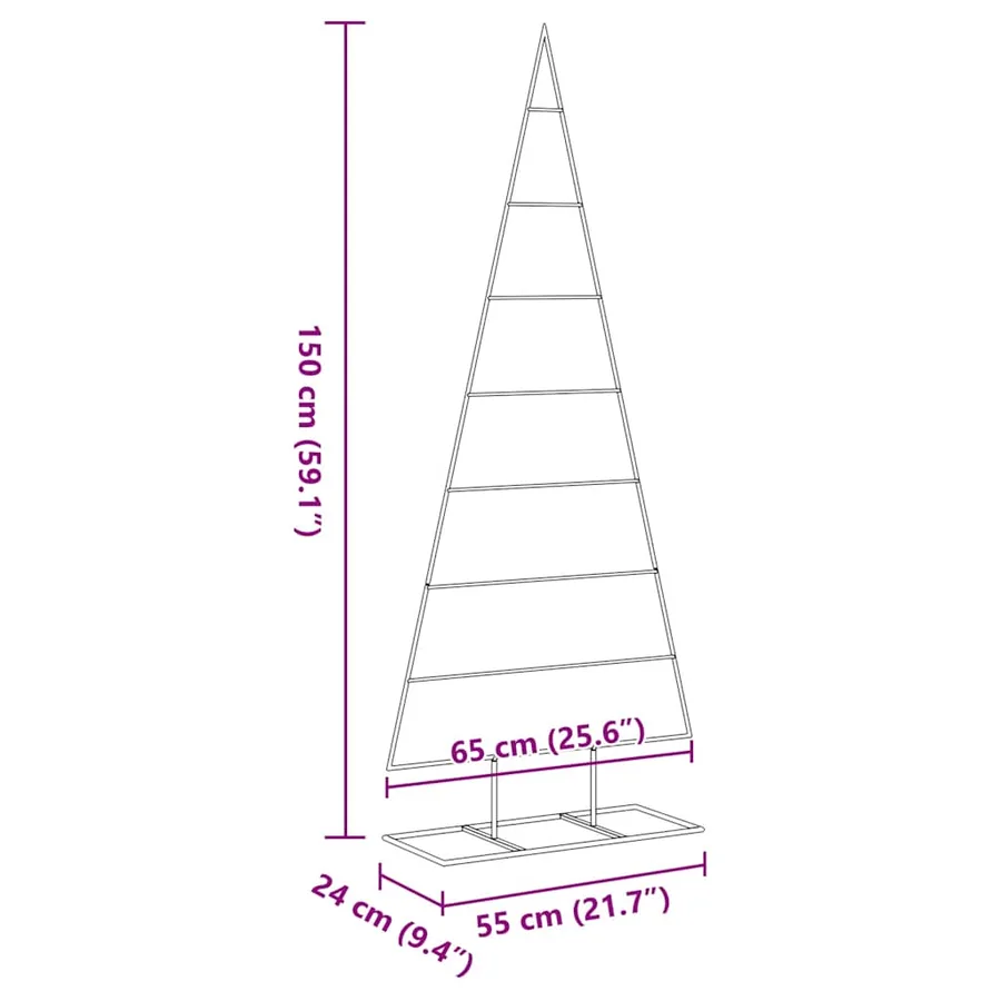 Arbre de Noël en métal pour décoration noir 150 cm - 7