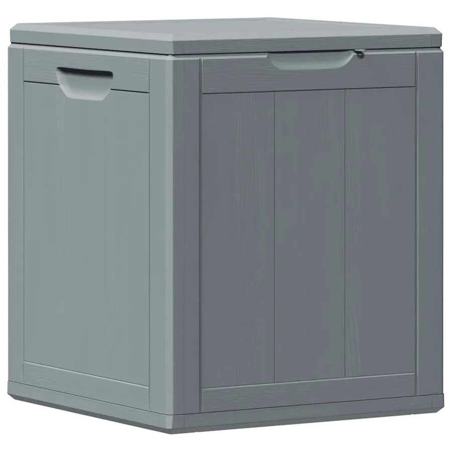 Boîte de rangement de jardin 90 L Gris PP aspect bois - 2