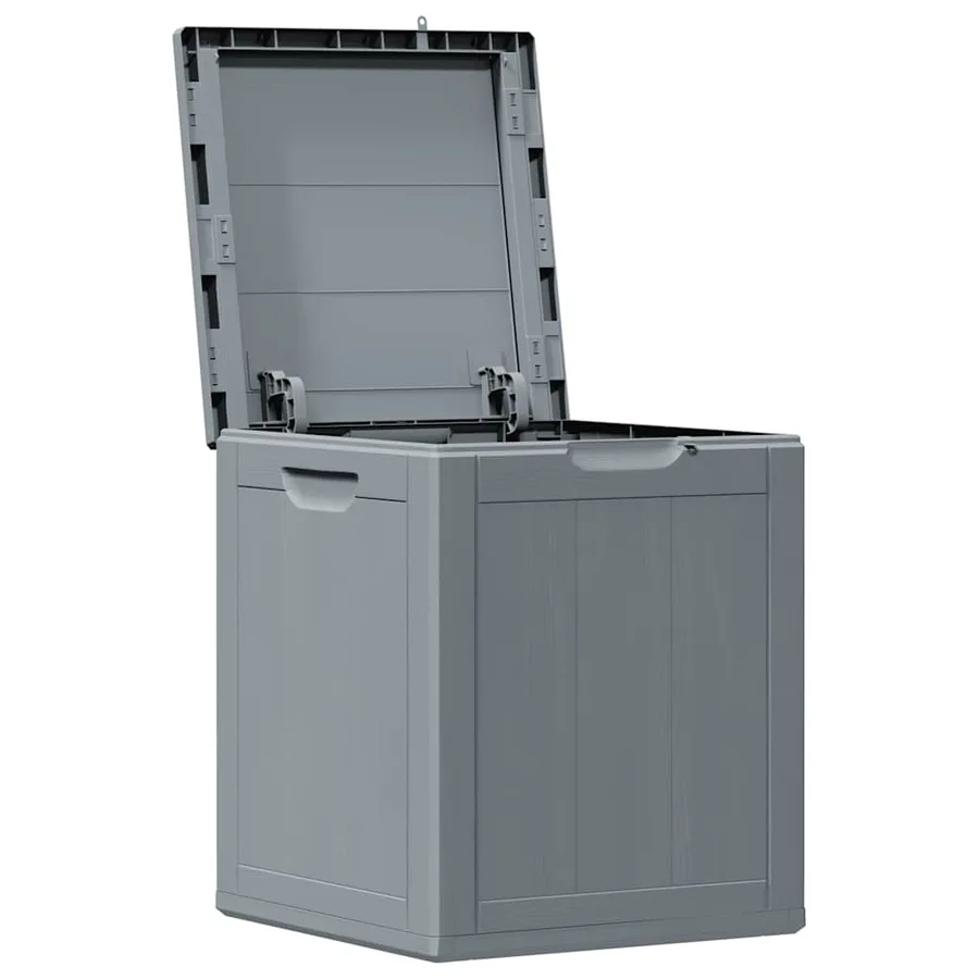 Boîte de rangement de jardin 90 L Gris PP aspect bois - 4