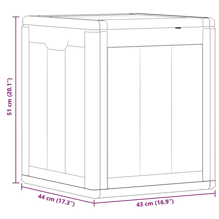 Boîte de rangement de jardin 90 L Gris PP aspect bois - 9