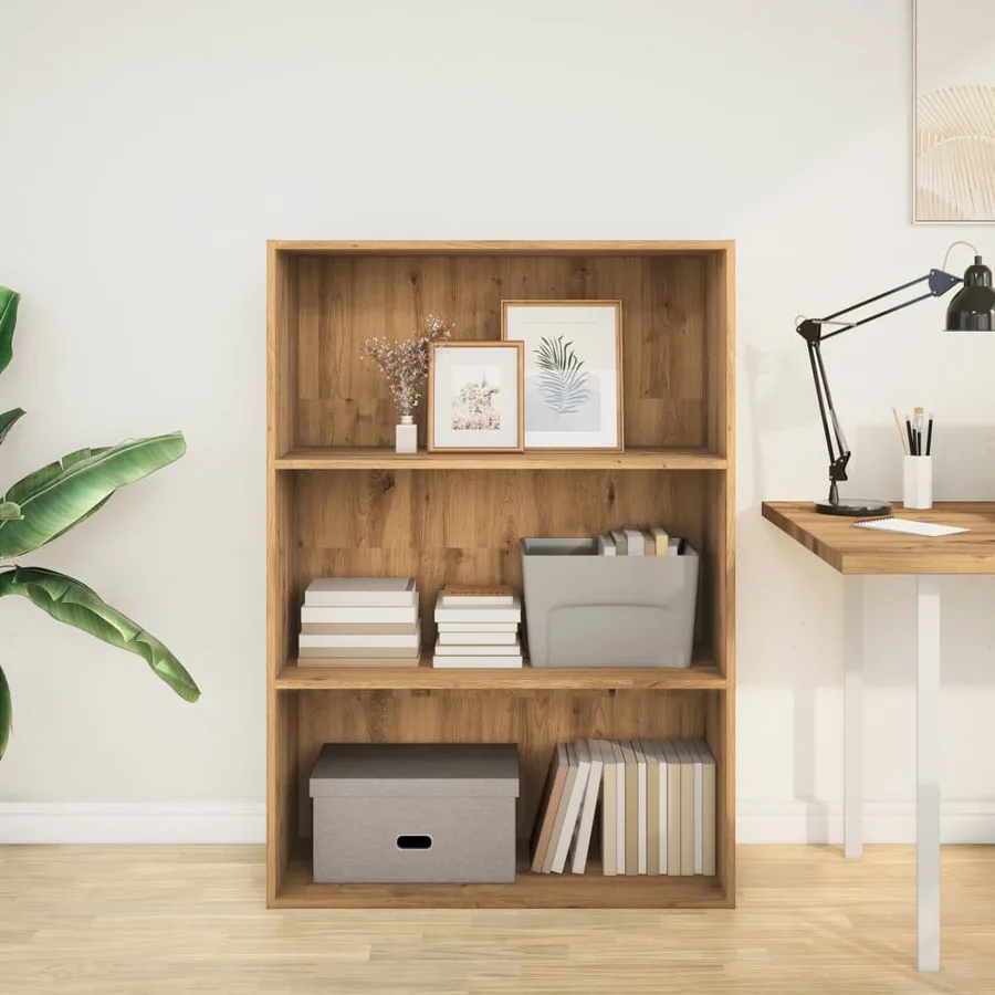 Bibliothèque chêne artisanal 80x30x114 cm bois d'ingénierie - 3