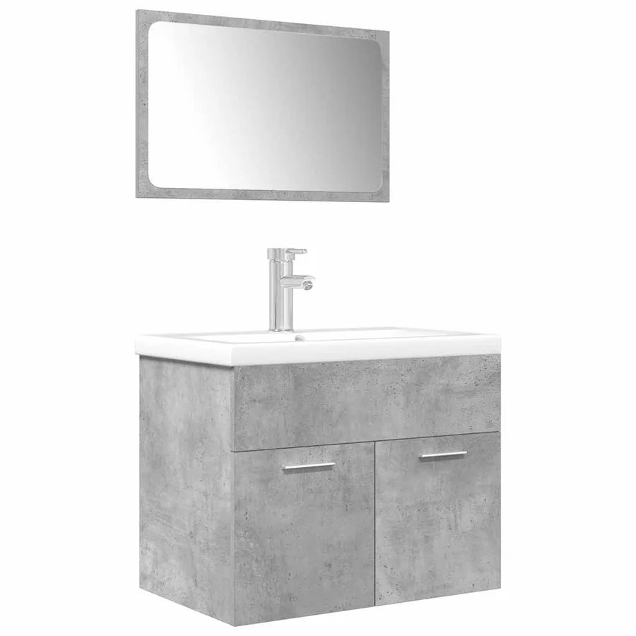Ensemble de meubles de salle de bain 3 pcs gris béton - 2