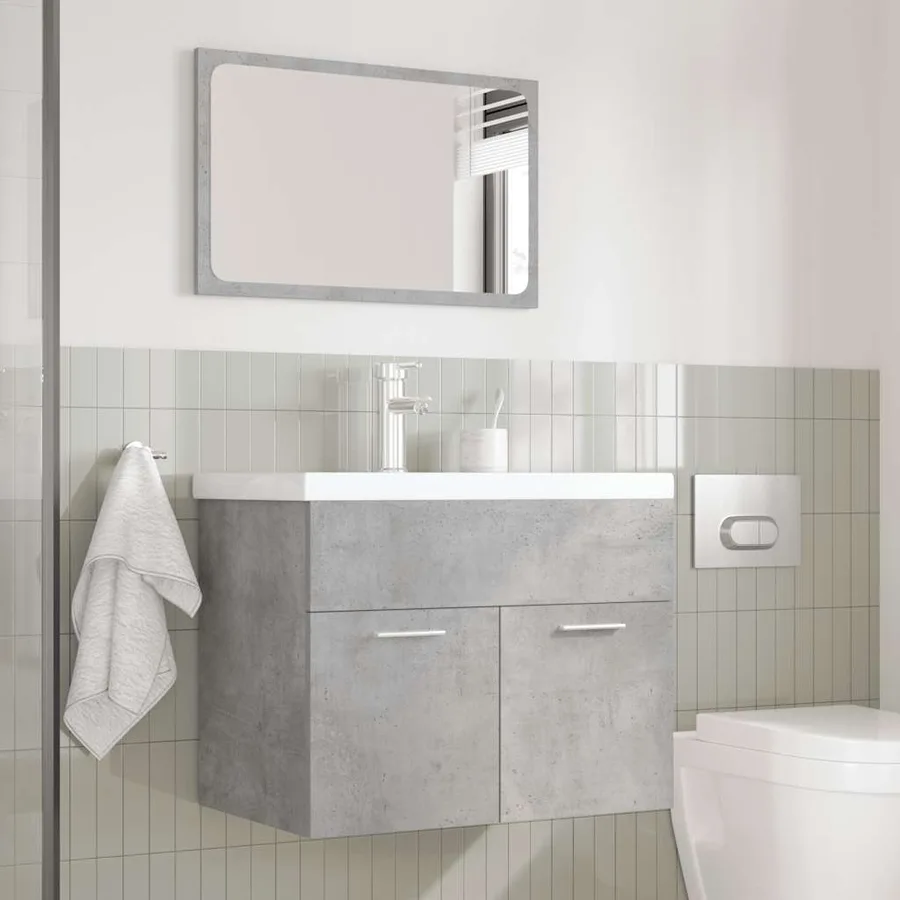 Ensemble de meubles de salle de bain 3 pcs gris béton - 3