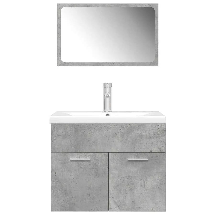 Ensemble de meubles de salle de bain 3 pcs gris béton - 4