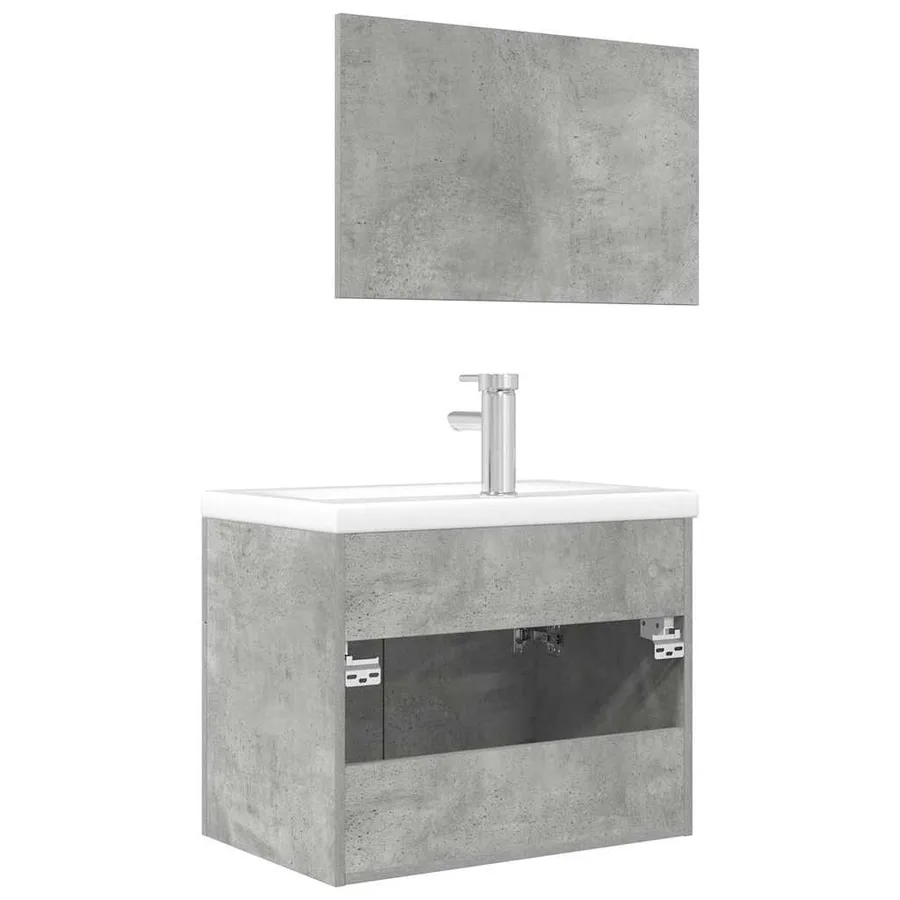 Ensemble de meubles de salle de bain 3 pcs gris béton - 7