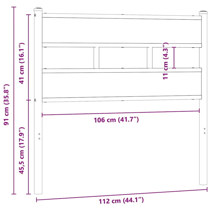 Tête de lit de remplacement chêne marron 107 cm acier et bois d'ingénierie - 6