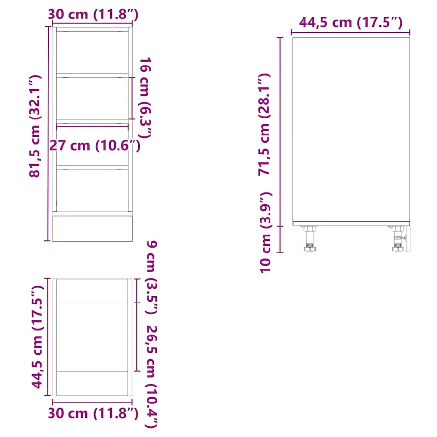 Meuble bas "Riga" Bois ancien 30 x 44,5 x 81,5 cm Bois d'ingénierie - 9