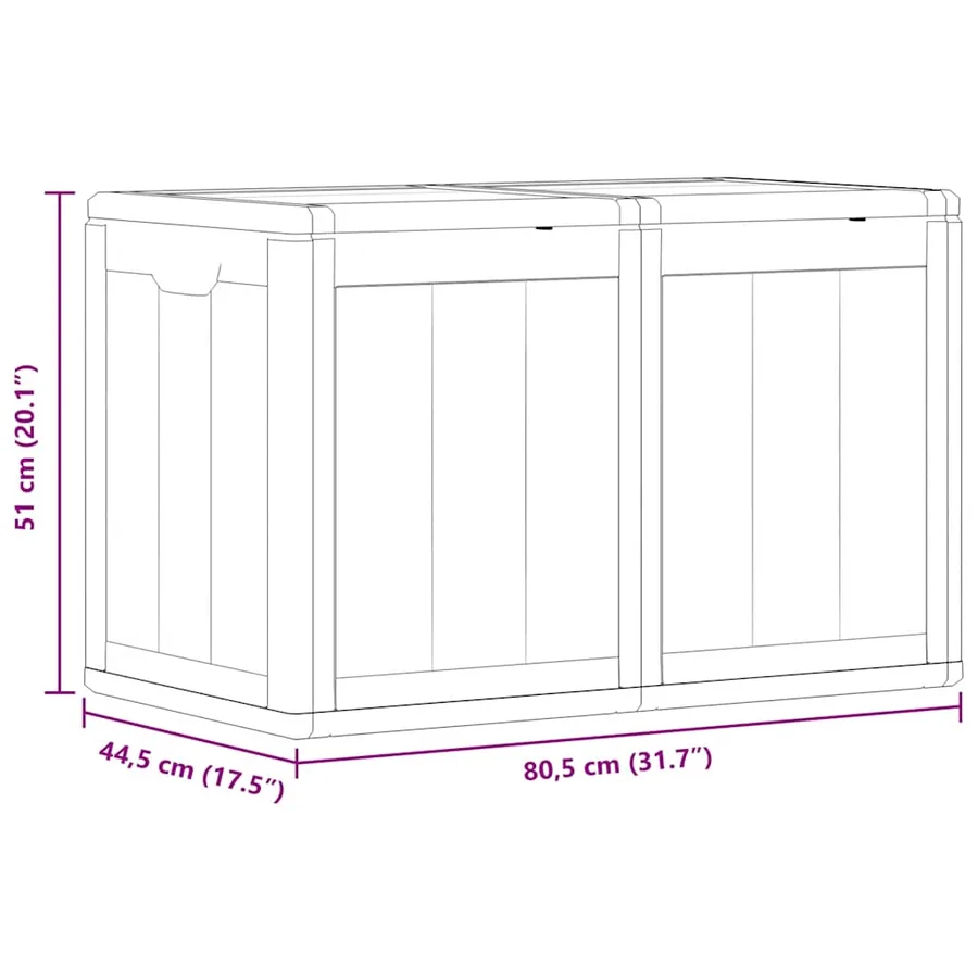 Boîte de rangement de jardin 180 L Marron PP aspect bois - 11