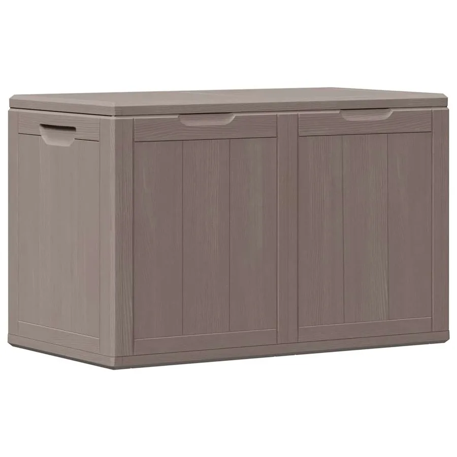 Boîte de rangement de jardin 180 L Marron PP aspect bois - 6