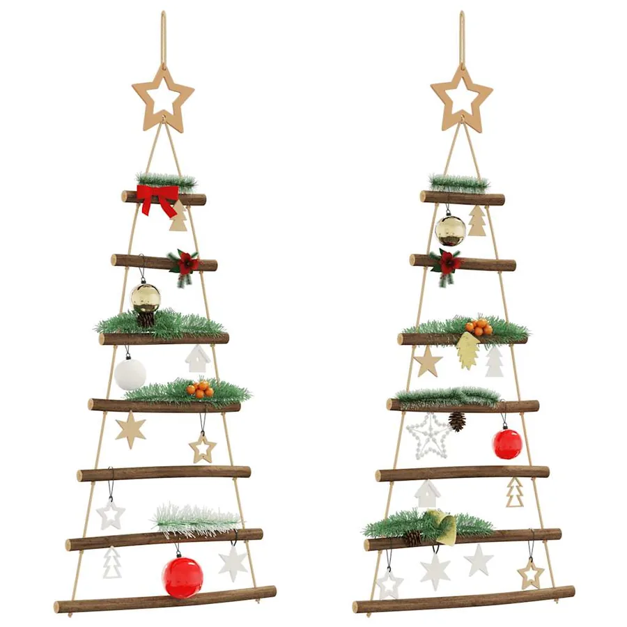 Sapins de Noël suspendus avec étoiles supérieures 2 pièces 42x90 cm Branche naturelle
