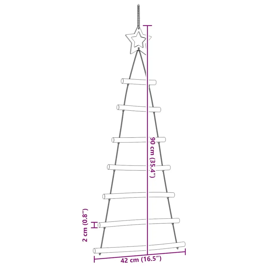 Sapins de Noël suspendus avec étoiles supérieures 2 pièces 42x90 cm Branche naturelle - 8