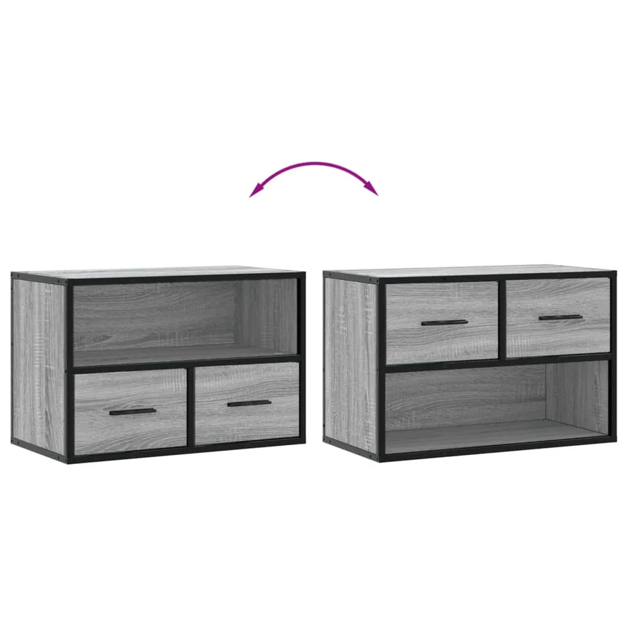 Meuble TV sonoma gris 60x31x39,5 cm bois d'ingénierie et métal - 7
