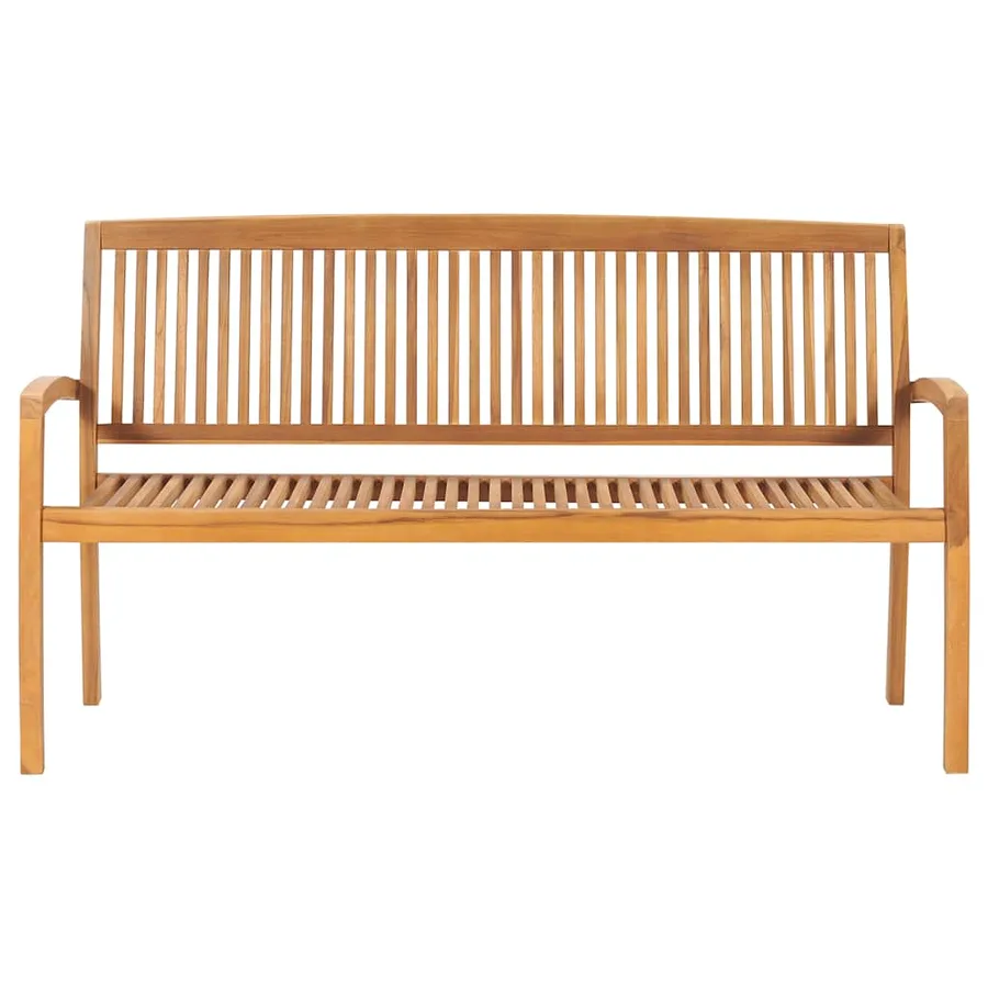 Banc de jardin empilable et coussin 159 cm Bois de teck massif - 3