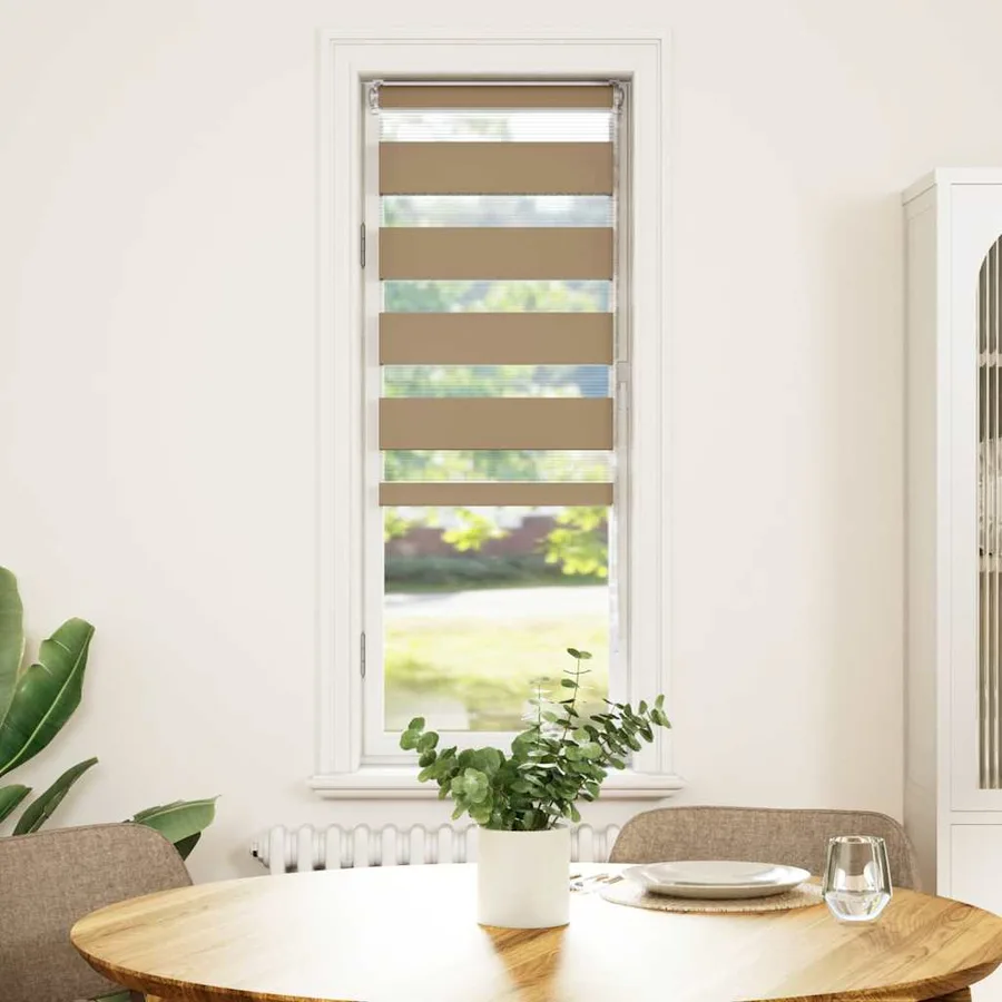Store zèbre marron sable largeur du tissu 35,9 cm polyester - 2