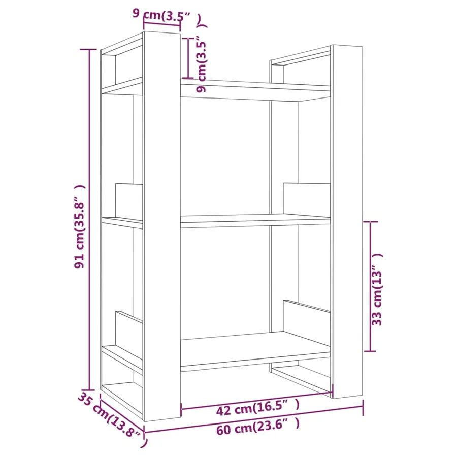 Bibliothèque/Séparateur de pièce Blanc 60x35x91 cm Bois de pin - 8