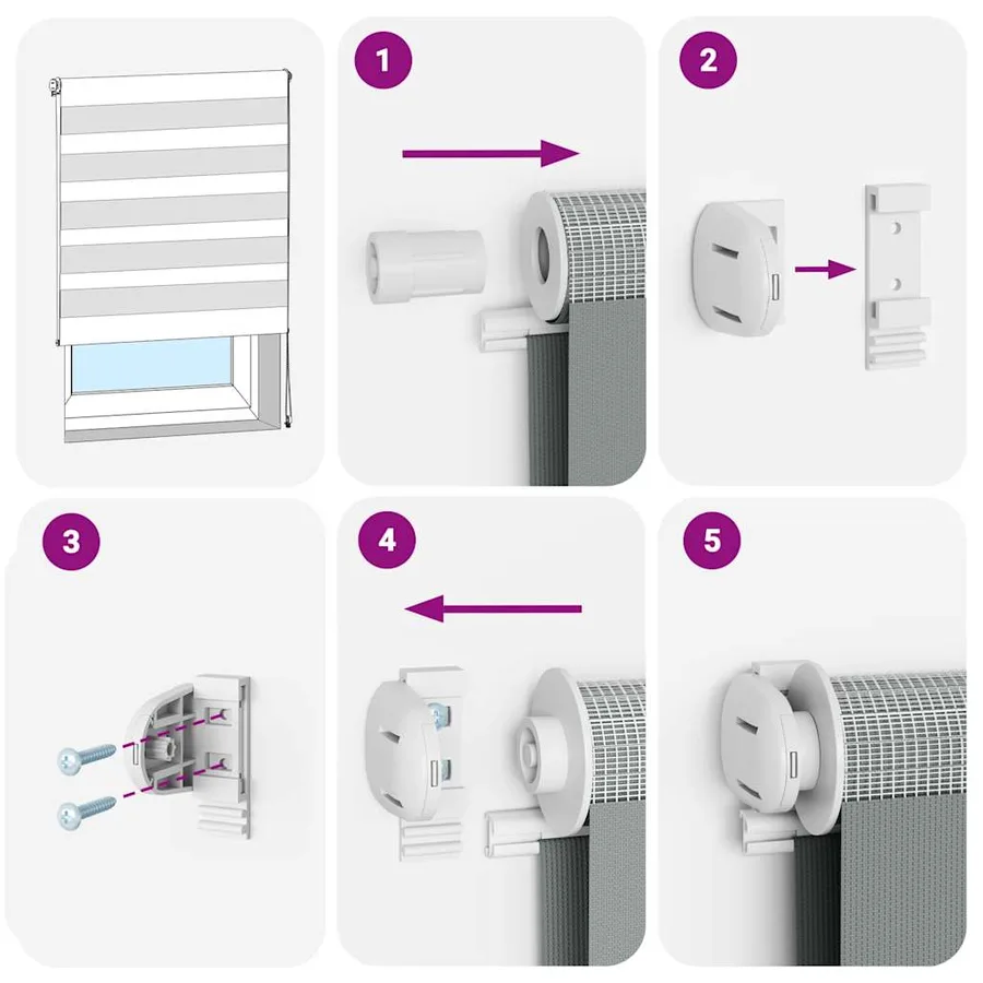 Store zèbre blanc 65x100 cm largeur du tissu 60,9 cm polyester - 7