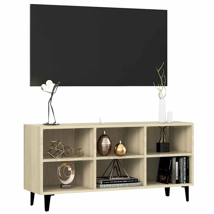 Meuble TV avec pieds en métal Chêne sonoma 103,5x30x50 cm - 3