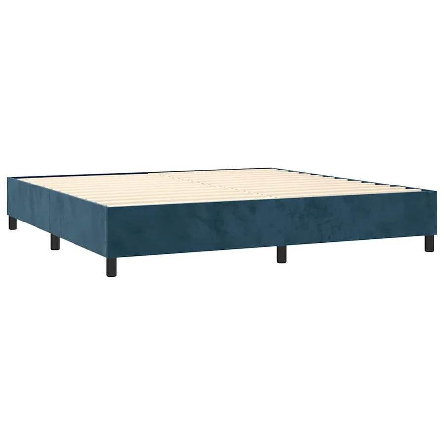 Sommier à lattes de lit et matelas Bleu foncé 200x200cm Velours - 4