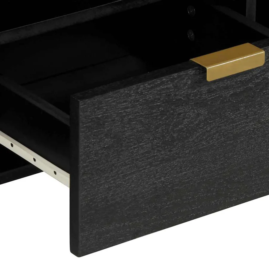 Meuble TV noir 100x33x46 cm bois d'ingénierie - 7