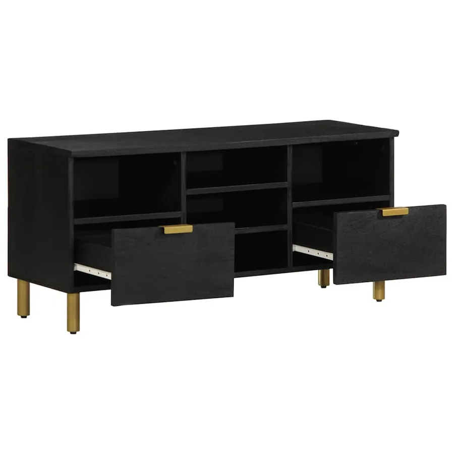 Meuble TV noir 100x33x46 cm bois d'ingénierie - 2
