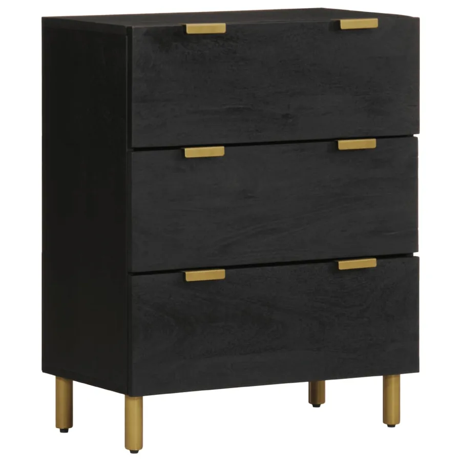 Buffets 2 pcs noir 60x33x75 cm bois d'ingénierie - 2