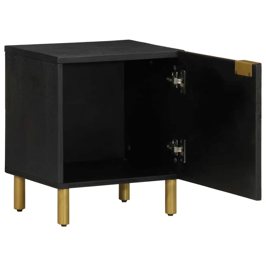 Tables de chevet 2 pcs noir 40x33x46 cm bois de manguier solide - 3
